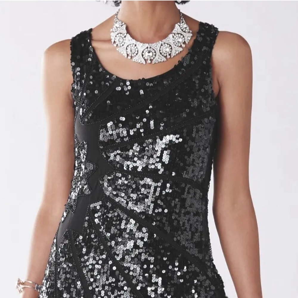 Ashro Black Salena Formal Dinner Cocktail Party Club Beaded Sequin Dress Gown 1X - Picture 2 of 11